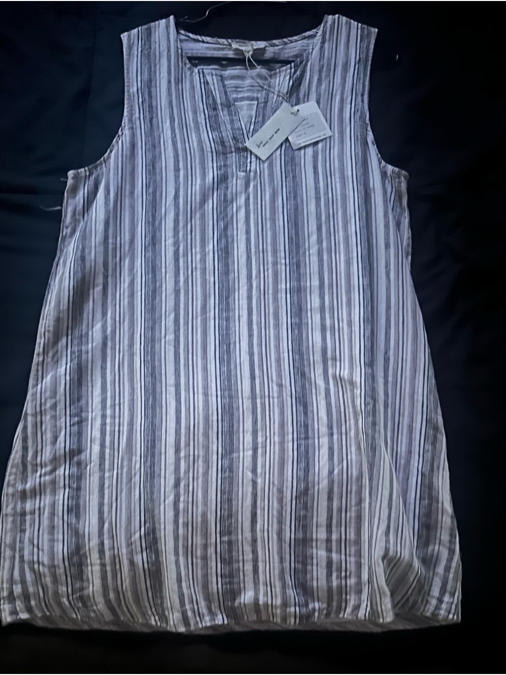 beachlunchlounge Gray & White Striped Linen Tunic dress